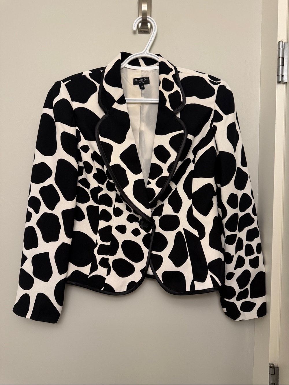 Black & White Cow-Print Cropped Blazer